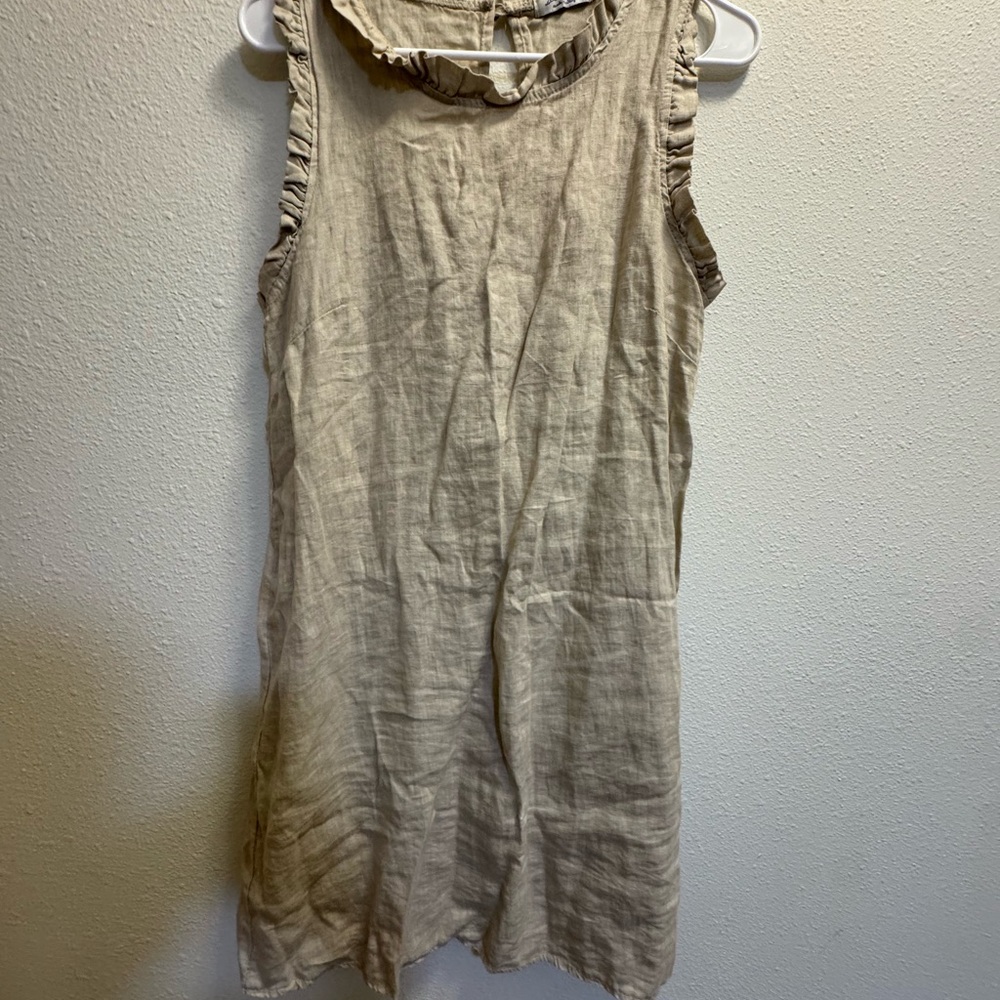 Sleeveless Beige Mini Dress